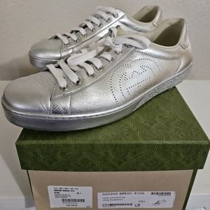 Gucciunisex Argento Nappa Silk Leather Sneaker